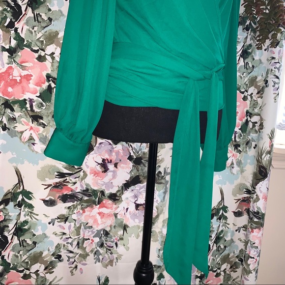 NY&Co | Green Wrap Blouse - Picture 2 of 5